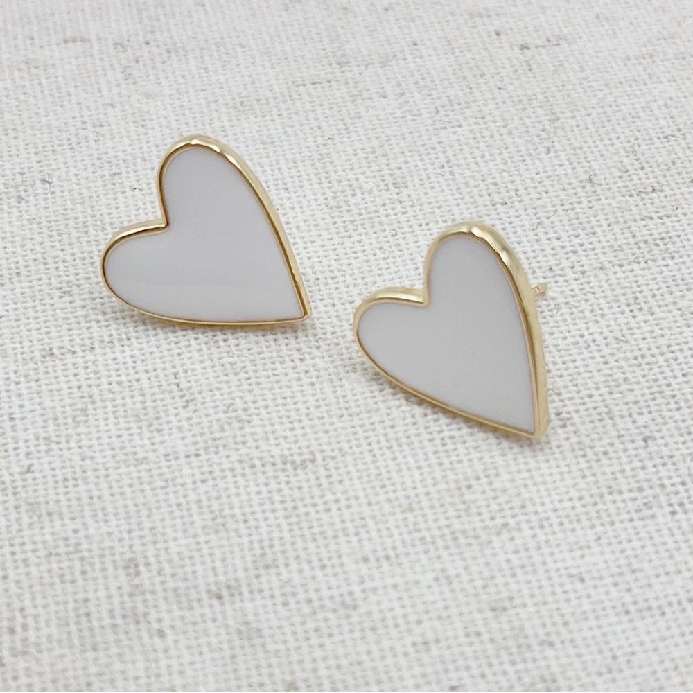 White Heart Earrings #1498